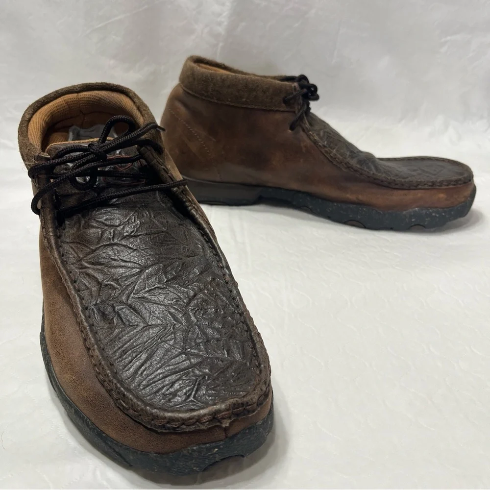 Twisted X Chocolate Chukka Driving Moc Mens Size 10D Brown Leather Shoes MDM0090